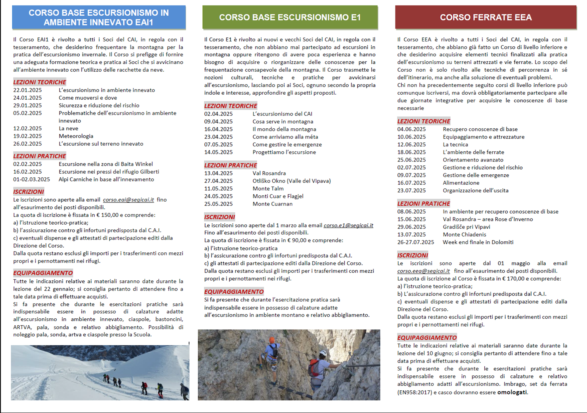 Volantino corsi 2025 testo